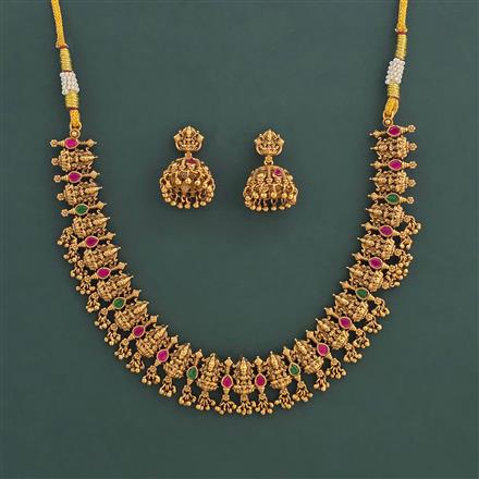 Antique Temple Necklace With Matte Gold Plating