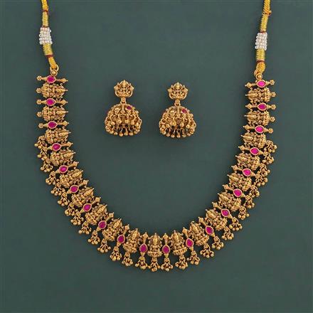 Antique Temple Necklace With Matte Gold Plating