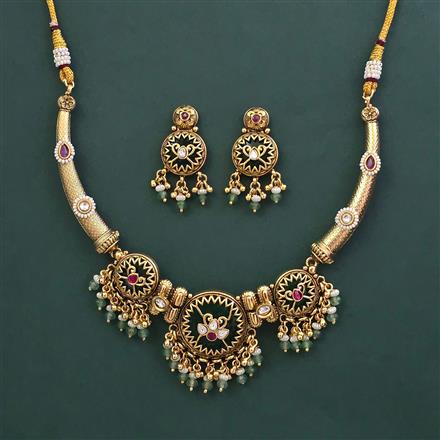 Antique Moti Necklace with Gold Plating