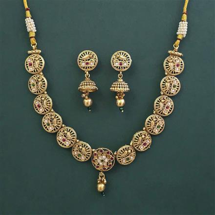 Antique Classic Necklace with Matte Gold Plating