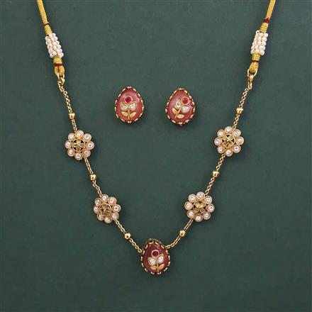 Antique Delicate Necklace with Matte Gold Plating
