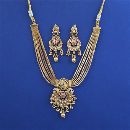 Antique Moti Necklace with Matte Gold Plating