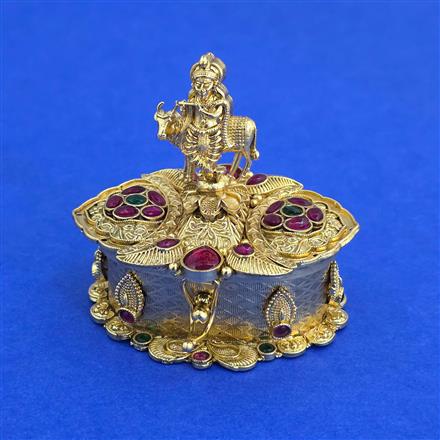 Antique Temple Sindoor Box with Matte Gold Plating