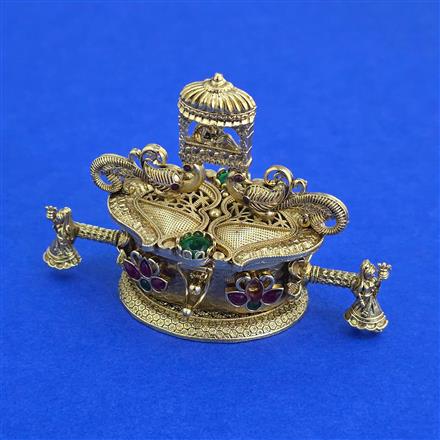 Antique Classic Sindoor Box with Matte Gold Plating
