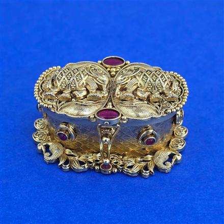 Antique Classic Sindoor Box with Matte Gold Plating