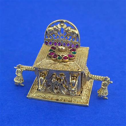Antique Classic Sindoor Box with Matte Gold Plating