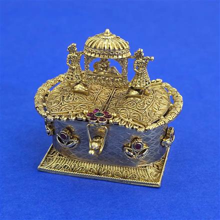 Antique Classic Sindoor Box with Matte Gold Plating