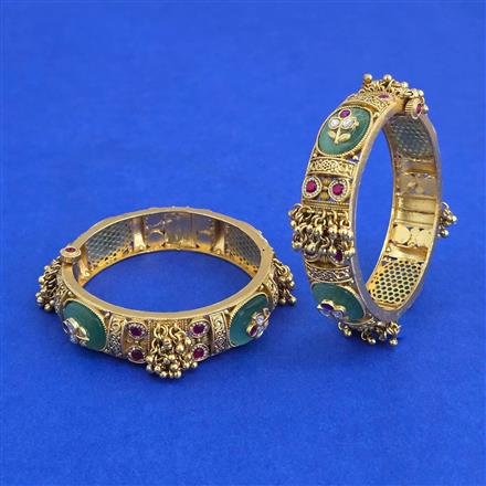 Antique Openable Bangles With Matte Gold Plating