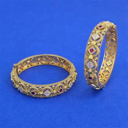 Antique Openable Bangles With Matte Gold Plating