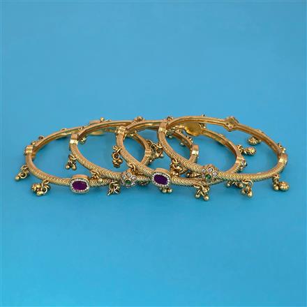 Antique 4 Pc Classic Bangles with Matte Gold Plating
