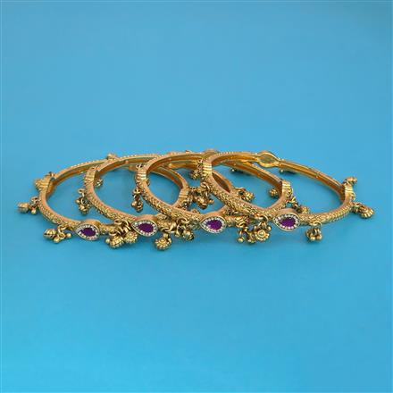 Antique 4 Pc Classic Bangles with Matte Gold Plating