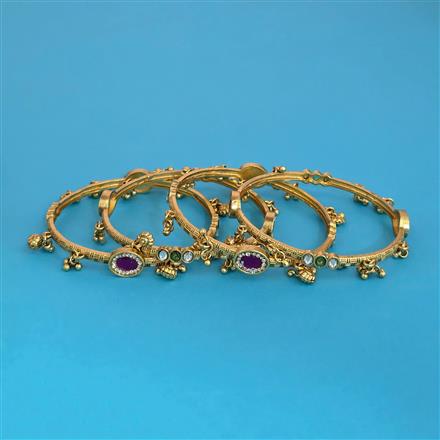 Antique 4 Pc Classic Bangles with Matte Gold Plating
