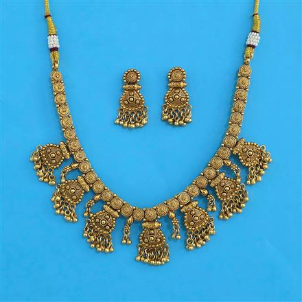 Antique Plain Gold Necklace with Matte Gold Plating