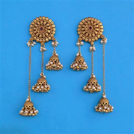 Antique Jhumki with Matte Gold Plating