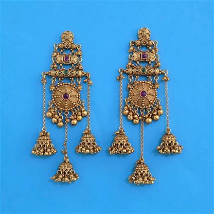 Antique Moti Earring with Matte Gold Plating