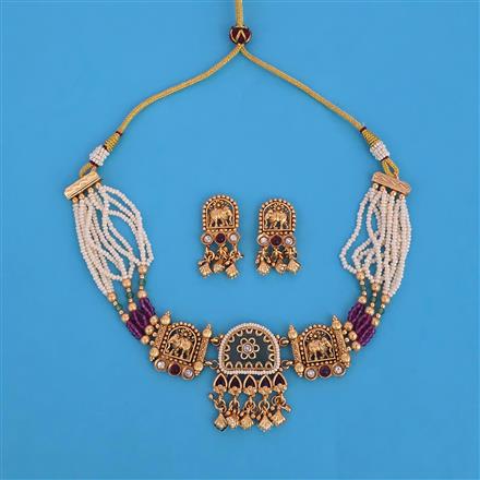 Antique Heritage Necklace with Matte Gold Plating