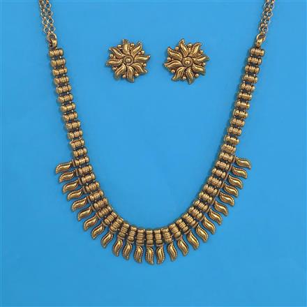 Antique Plain Gold Necklace with Matte Gold Plating