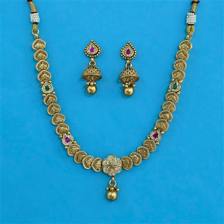 Antique Classic Necklace with Matte Gold Plating