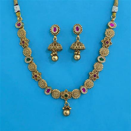 Antique Classic Necklace with Matte Gold Plating
