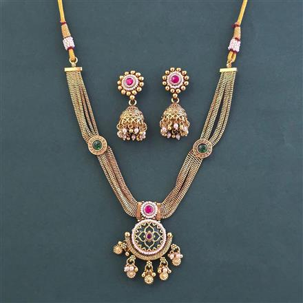 Antique Moti Necklace with Matte Gold Plating