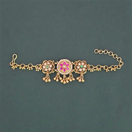 Antique Adjustable Bracelet with Matte Gold Plating