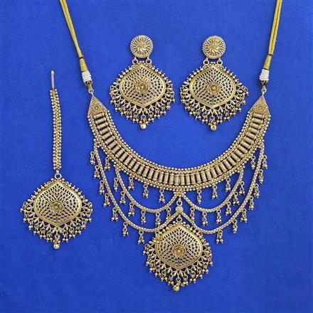 Antique Plain Gold Necklace with Gold Plating