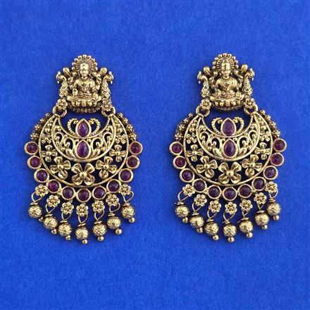 Antique South Indian Earring with Matte Gold Plating
