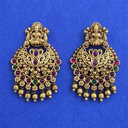 Antique South Indian Earring with Matte Gold Plating