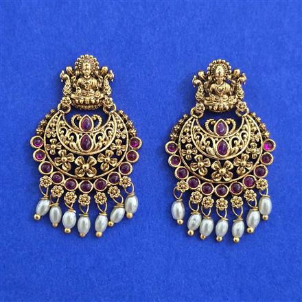 Antique South Indian Earring with Matte Gold Plating
