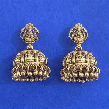 Antique Jhumki with Matte Gold Plating