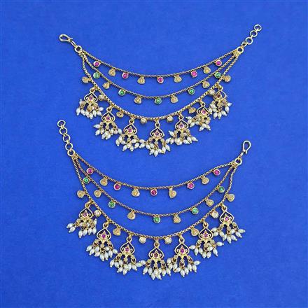 Antique Moti Ear Chain with Gold Plating