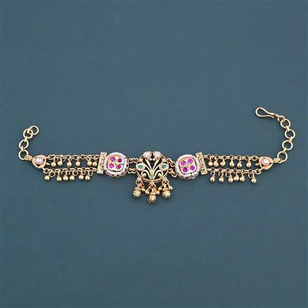 Antique Adjustable Bracelet with Matte Gold Plating