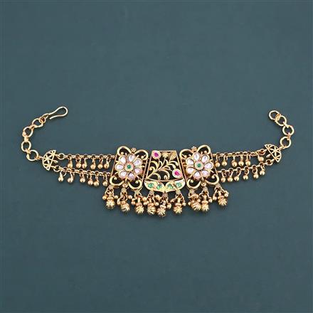 Antique Adjustable Bracelet with Matte Gold Plating