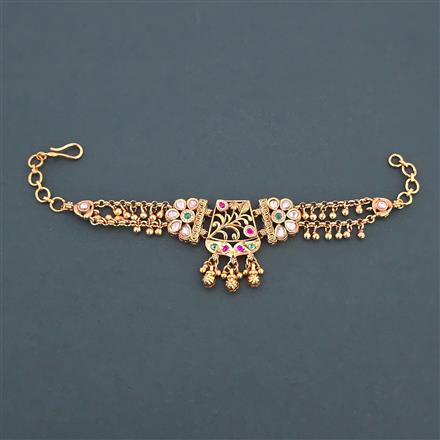 Antique Adjustable Bracelet with Matte Gold Plating