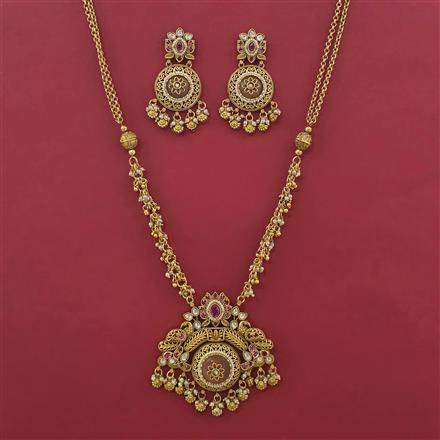 Antique Moti Pendant Set with Matte Gold Plating