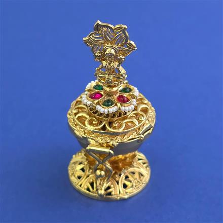Antique Temple Sindoor Box with Gold Plating