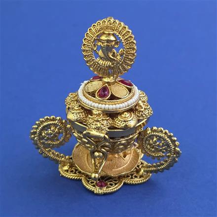 Antique Temple Sindoor Box with Gold Plating