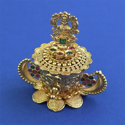 Antique Temple Sindoor Box with Gold Plating