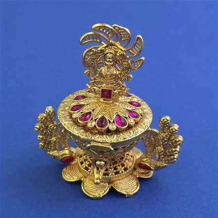 Antique Temple Sindoor Box with Gold Plating