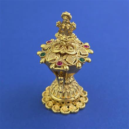 Antique Temple Sindoor Box with Gold Plating