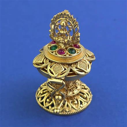 Antique Temple Sindoor Box with Gold Plating