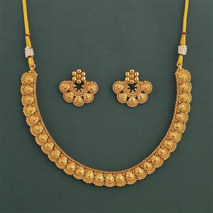 Antique Plain Gold Necklace with Gold Plating