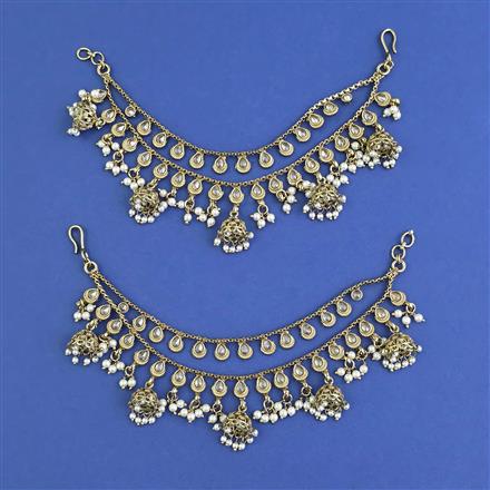 Antique Moti Ear Chain with Mehndi Plating