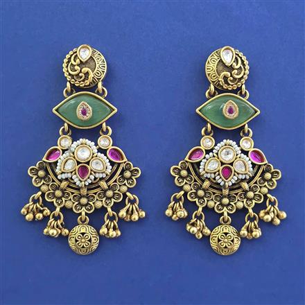 Antique Moti Earring with Matte Gold Plating