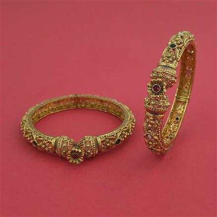 Antique Openable 2 Pc Bangles with Matte Gold Plating