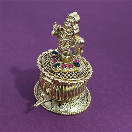 Antique Temple Sindoor Box with Gold Plating