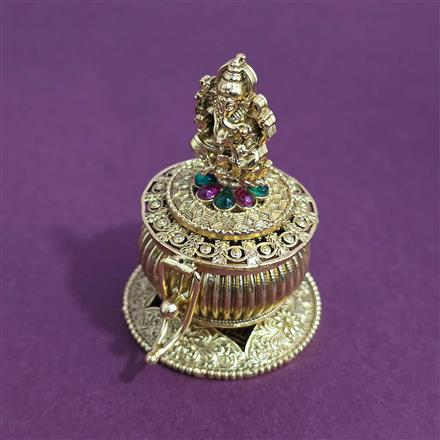 Antique Temple Sindoor Box with Gold Plating