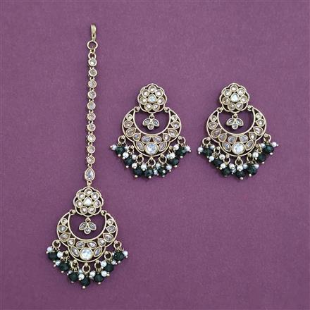 Antique Moti Earring Tikka with Mehndi Plating