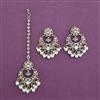 Antique Moti Earring Tikka with Mehndi Plating