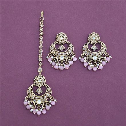 Antique Moti Earring Tikka with Mehndi Plating